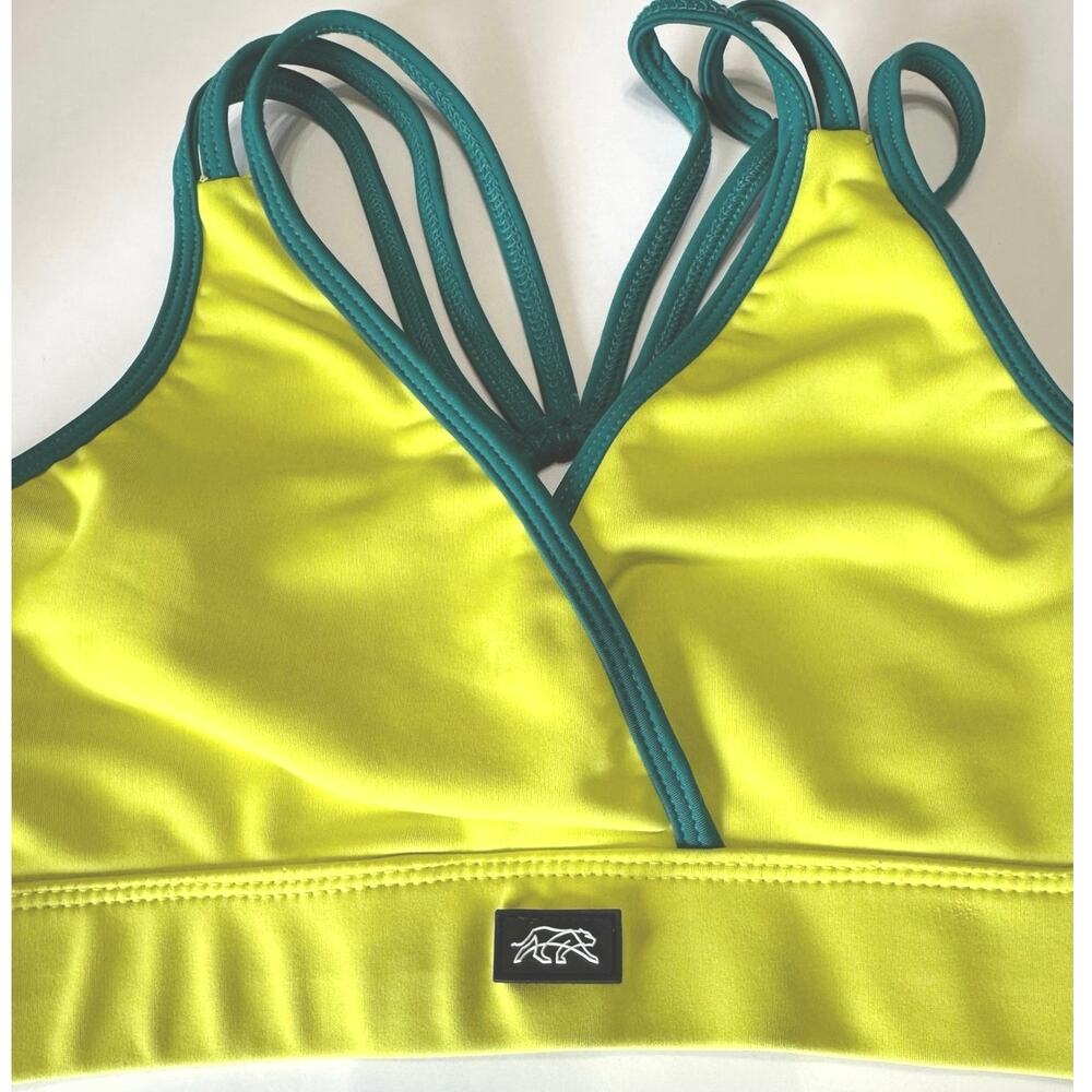 Tiger Friday River Crop Top Adult XS AXS Key Lime Teal Strappy Dance Bra